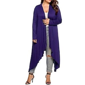 Women's Plus Size Winter Coat Sweater Coat Plain Outdoor Causal Long Sleeve V Neck Long Winter Fall Purple Royal Blue XL XXL 3XL 4XL 5XL Lightinthebox