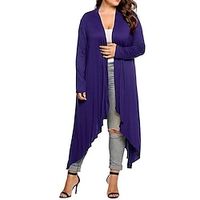 Women's Plus Size Winter Coat Sweater Coat Plain Outdoor Causal Long Sleeve V Neck Long Winter Fall Purple Royal Blue XL XXL 3XL 4XL 5XL Lightinthebox - thumbnail