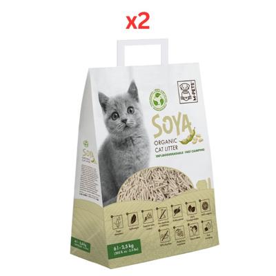 M-Pets Soya Organic Cat Litter Non Scented 6L - 100% Biodegradable (Pack of 2)