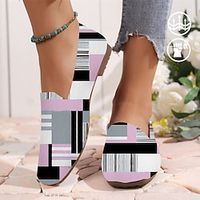 Women's Shoes Pink Gray Contrast Plaid Barcode Graphics Casual and Soft Knitted Fabric Loafers Flats Lightinthebox