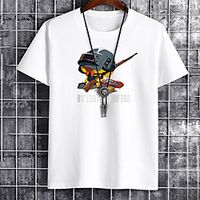 Men's Unisex Tee T shirt Hot Stamping Graphic Prints Soldier Letter Plus Size Print Short Sleeve Casual Tops Cotton Basic Fashion Designer Big and Tall White Black Khaki miniinthebox - thumbnail