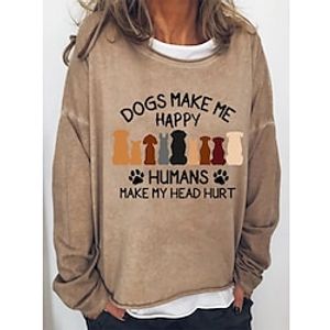 Women's Sweatshirt Pullover Dog Letter Active Sportswear Black Blue Khaki Casual Sports Round Neck Long Sleeve Top Micro-elastic Fall  Winter Lightinthebox