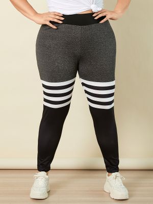 YOINS BASICS Plus Size Striped Patchwork Leggings YOINS BASICS Plus Size Striped Patchwork Leggings