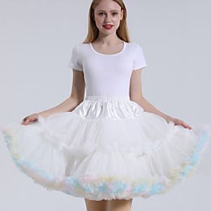 Women's Performance Homecoming Active Casual Short Skirts Color Block Layered Tulle Pleated Khaki White Lightinthebox