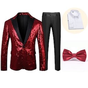 Retro Vintage 1980s Tuxedo Suits  Blazers Lapel Collar Blazer Disco Men's Sequins Cosplay Costume Masquerade Halloween Party  Evening Club Coat Lightinthebox