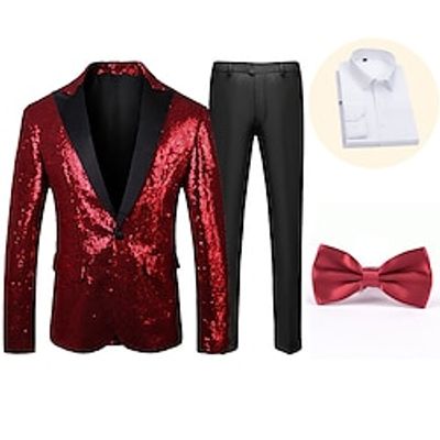 Retro Vintage 1980s Tuxedo Suits  Blazers Lapel Collar Blazer Disco Men's Sequins Cosplay Costume Masquerade Halloween Party  Evening Club Coat Lightinthebox