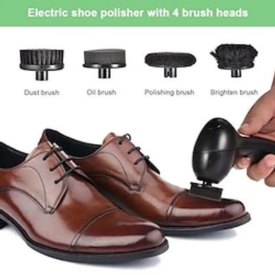 Electric Shoe Brush Polisher Kit For Leather Care Handheld With 4 Brushes Lightinthebox