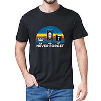 Men's Unisex Tee T shirt Shirt Hot Stamping Graphic Prints Letter Plus Size Print Short Sleeve Casual Tops Cotton Basic Fashion Designer Big and Tall Round Neck White Wine Black / Summer miniinthebox - thumbnail