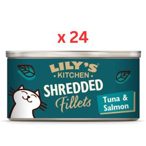 Lily's Kitchen Shredded Fillets Tuna & Salmon In Broth Wet Cat Food Box 24x70G