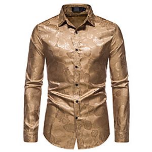 Men's Shirt Other Prints Floral Print Long Sleeve Street Tops Ethnic Style Casual Fashion Streetwear Wine Blue Gray miniinthebox