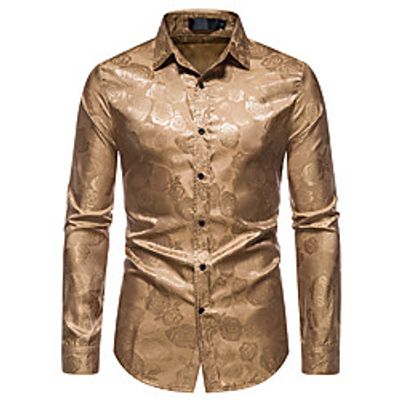 Men's Shirt Other Prints Floral Print Long Sleeve Street Tops Ethnic Style Casual Fashion Streetwear Wine Blue Gray miniinthebox