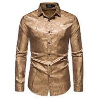 Men's Shirt Other Prints Floral Print Long Sleeve Street Tops Ethnic Style Casual Fashion Streetwear Wine Blue Gray miniinthebox - thumbnail