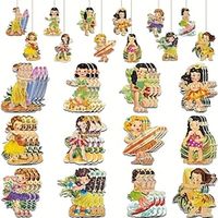24pcs Summer Hawaii Wooden Hanging Decoration Beach Sea Surfing Vintage Ornaments Hawaiian Beach Party Home Decor Scene Decor Room Decor Home Decor Window Decor Pendant Holiday Party Decor Lightinthebox - thumbnail