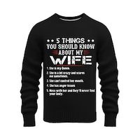 Letter Casual Men's Print Knitting Pullover Sweater Jumper Knitwear Outdoor Daily Vacation Long Sleeve Crewneck Sweaters Wine Black White Fall Winter S M L Sweaters Lightinthebox - thumbnail