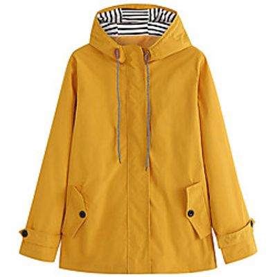 Women's Waterproof Hooded Rain Jacket Hoodie Jacket Hiking Jacket Raincoat Outdoor Windproof Quick Dry Lightweight Casual Windbreaker Trench Coat Top Camping Hunting Fishing Yellow Black Breathable miniinthebox