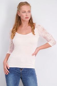 Womens Lace Sleeve Blouse  Pink