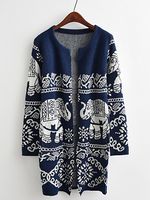 Patchwork Brief Printed Long Sleeve Knit Cardigan - thumbnail