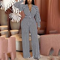 Women's Active Streetwear bodycon Street Going out Activewear Shirt Collar Sporty Look Black Jumpsuit Cat Suit Check Print Lightinthebox - thumbnail