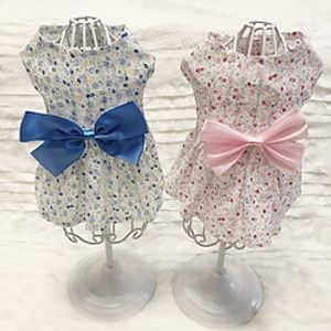 Dog Cat Dress Elegant Adorable Cute Dailywear Casual  Daily Dog Clothes Puppy Clothes Dog Outfits Breathable Blue Pink Costume for Girl and Boy Dog Cotton XS S M L XL Lightinthebox