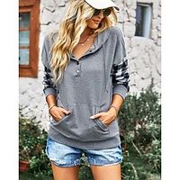 Women's Hoodie Sweatshirt Plaid Checkered Front Pocket Print Casual Sports Streetwear Hoodies Sweatshirts  Green Black Gray Lightinthebox - thumbnail