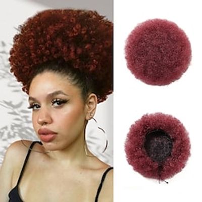 chignons Hair Bun Synthetic Hair Hair Piece Hair Extension Afro Curly Water Wave New Year Daily Daily Wear Burgundy Lightinthebox