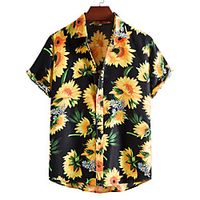 Men's Shirt 3D Print Graphic Prints Print Short Sleeve Vacation Tops Beach Black miniinthebox - thumbnail