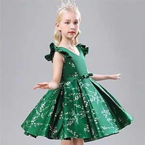 Kids Little Girls' Dress Solid Colored Skater Dress Party Daily Bow Green Red Knee-length Sleeveless Princess Cute Dresses Children's Day Spring Summer Slim 3-12 Years Lightinthebox