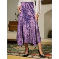 Vintage Velour Irregular Maxi Skirt - thumbnail