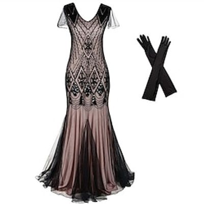 Retro Vintage Roaring 20s 1920s Flapper Dress Outfits Accessories Set The Great Gatsby Women's Sequins Cosplay Costume Halloween Carnival Party / Evening Party / Cocktail Dress miniinthebox Retro Vintage Roaring 20s 1920s Flapper Dress Outfits Accessories Set The Great Gatsby Women's Sequins Cosplay Costume Halloween Carnival Party / Evening Party / Cocktail Dress miniinthebox