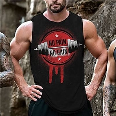 Men's Vest Top Sleeveless T Shirt for Men Graphic Funny Dumbbell Crew Neck Clothing Apparel 3D Print Daily Sports Sleeveless Print Fashion Designer Muscle Lightinthebox