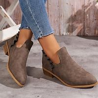 Women's Boots Combat Boots Plus Size Outdoor Work Daily Booties Ankle Boots Block Heel Flat Heel Pointed Toe Elegant Vacation Vintage Faux Leather Loafer Black Grey miniinthebox