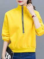 Casual Plain Long Sleeve Hoodies & Sweatshirts - thumbnail