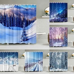 Bathroom Deco Shower Curtain with Hooks Bathroom Decor Waterproof Fabric Shower Curtain Set with12 Pack Plastic Hooks Lightinthebox