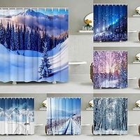 Bathroom Deco Shower Curtain with Hooks Bathroom Decor Waterproof Fabric Shower Curtain Set with12 Pack Plastic Hooks Lightinthebox - thumbnail