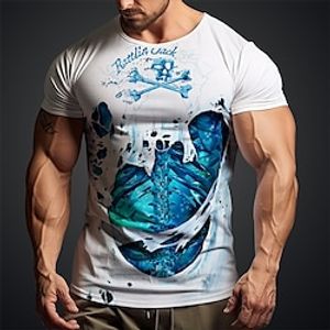 Graphic Skull Skeleton Daily Designer Retro Vintage Men's 3D Print T shirt Tee Sports Outdoor Holiday Going out T shirt White Red Blue Short Sleeve Crew Neck Shirt Spring  Summer Clothing Apparel S Lightinthebox
