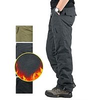 Men's Fleece Pants Winter Pants Cargo Pants Trousers Leg Drawstring Multi Pocket Straight Leg Solid Color Comfort Warm Full Length Casual Daily Going out 100% Cotton Sports Stylish Green Yellow High Lightinthebox - thumbnail