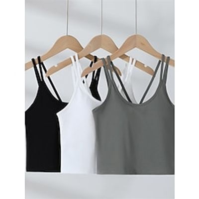 Women's Top Pure Color Fashion Sport Simple Daily Cotton Breathable Straps Sleeveless Tank Top Backless Chest pads Summer Spring Black White Lightinthebox Women's Top Pure Color Fashion Sport Simple Daily Cotton Breathable Straps Sleeveless Tank Top Backless Chest pads Summer Spring Black White Lightinthebox