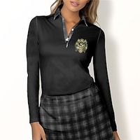 Women's Polo Shirt Golf Shirt Button Up Polo Breathable Quick Dry Moisture Wicking Long Sleeve Golf Apparel Golf Clothes Regular Fit Printed Spring Autumn Tennis Golf Pickleball miniinthebox - thumbnail