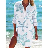 Women's Shirt Blouse Graphic Vacation Beach Button Pocket Print White Long Sleeve Casual Beach Shirt Collar Spring Summer Lightinthebox