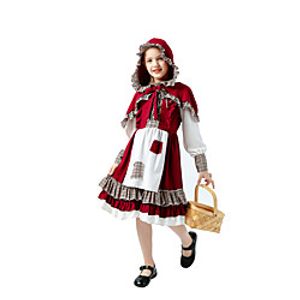 Little Red Riding Hood Dress Kid's Girls' Halloween Halloween Halloween Children's Day Masquerade Festival  Holiday Terylene Red Easy Carnival Costumes Plaid  Check  Cloak Lightinthebox