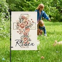 Easter Jesus Garden Flag 12x18Inch Outdoor Decorations He is Risen Welcome Garden Patio Flag Flower Yard Flag Double Sided Holiday Outdoor Flags 1pc Lightinthebox - thumbnail