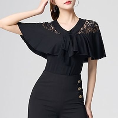 Latin Dance Ballroom Dance Top Lace Ruffles Pure Color Women's Performance Training Short Sleeve High Modal Lightinthebox Latin Dance Ballroom Dance Top Lace Ruffles Pure Color Women's Performance Training Short Sleeve High Modal Lightinthebox