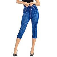 Women's Slim Leggings Capri Pants Calf-Length Stripe High Elasticity Classic Leggings  Tights Daily Wear Vacation Red black Grey S M Summer Lightinthebox - thumbnail