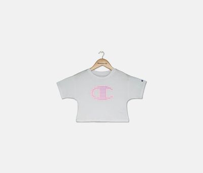 Toddler Girls Gingham Logo Boxy T-Shirt White Toddler Girls Gingham Logo Boxy T-Shirt White