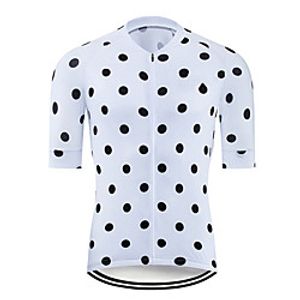 21Grams Men's Short Sleeve Cycling Jersey Summer Polyester BlackWhite Polka Dot Solid Color Bike Jersey Top Mountain Bike MTB Road Bike Cycling UV Resistant Quick Dry Breathable Sports Clothing miniinthebox