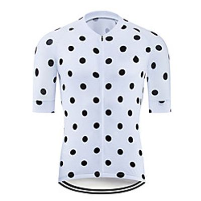 21Grams Men's Short Sleeve Cycling Jersey Summer Polyester BlackWhite Polka Dot Solid Color Bike Jersey Top Mountain Bike MTB Road Bike Cycling UV Resistant Quick Dry Breathable Sports Clothing miniinthebox