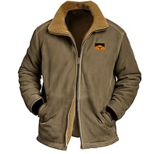 Graphic Cowboy Daily Casual Vintage Retro Men's Zip Sweatshirt Fleece Jacket Holiday Vacation Going out Sweatshirts Blue Brown Green Stand Collar Print Pocket Fleece Fall  Winter Designer Lightinthebox