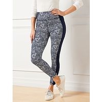 Women's Stenciled Fans Performance Interlock Leggings Long High Cut High Waist Casual Athletic Sports Gym Navy Blue S M Fall Lightinthebox - thumbnail