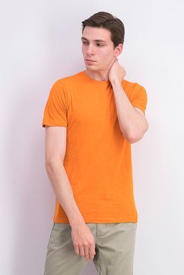Mens Plain Crew Neck Tee Orange Mens Plain Crew Neck Tee Orange