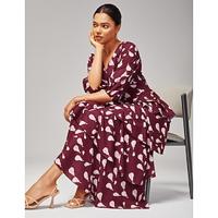 Women's Dress Wedding guest Casual Boho Maxi Mid Rise Dress Fruit Print Micro - elastic Vacation Street Burgundy Women's Dress Wedding guest Casual Boho Maxi Mid Rise Dress Fruit Print Micro - elastic Vacation Street Burgundy